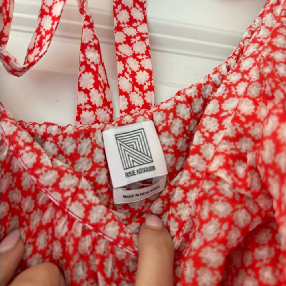 Red Patterned One-Shoulder Ruffle Top - image 3